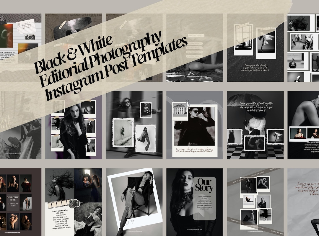 30 Black & White Instagram Canva Templates | Minimal Editorial ...