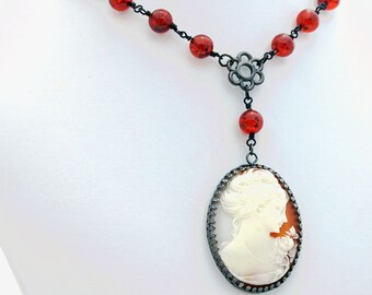 Cameo Ambroid Victorian Style Necklace