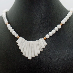 White Howlite Copper Fan Necklace image 2