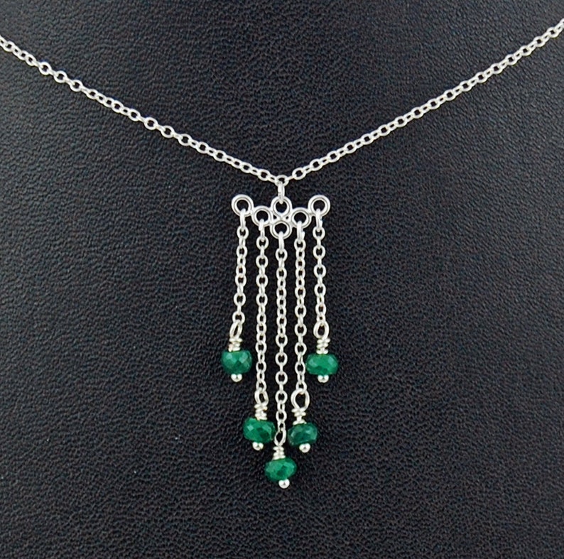Emerald Sterling Silver Necklace Earrings Set Etsy