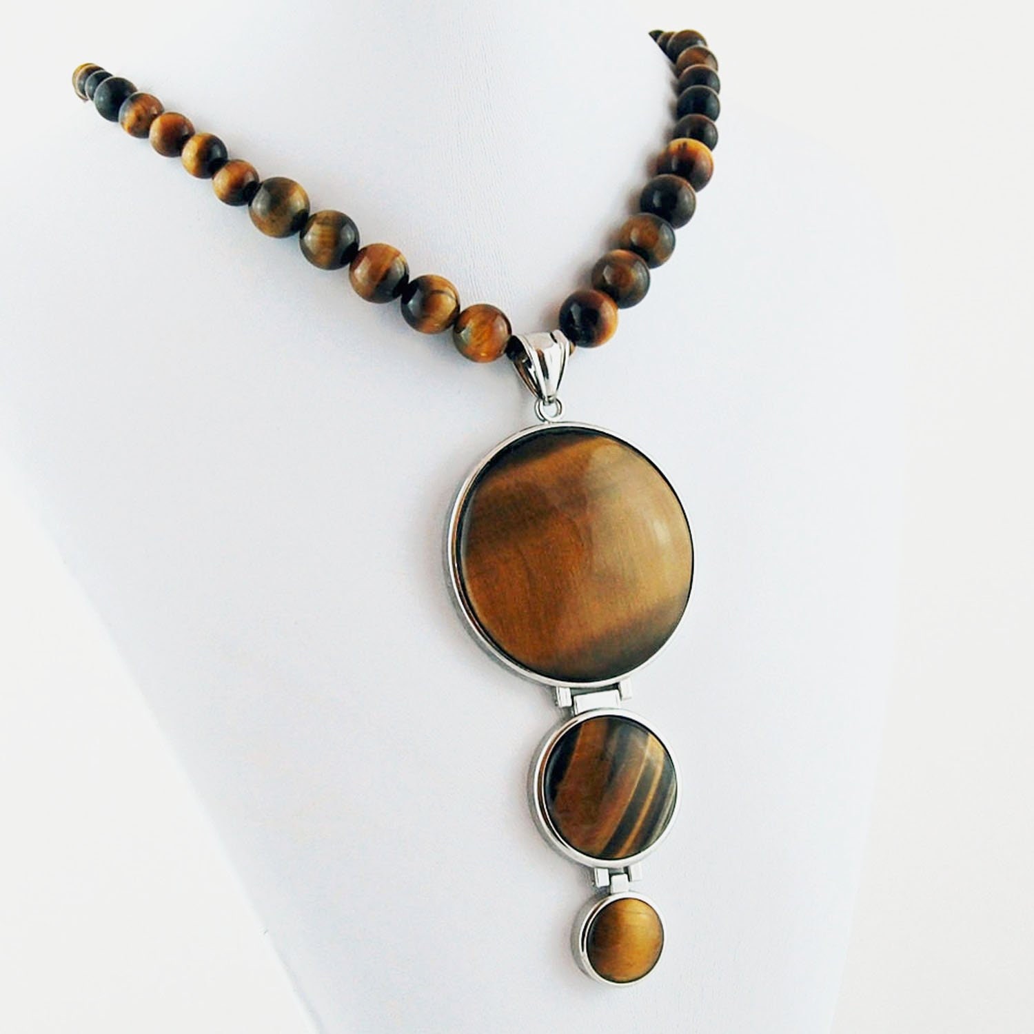 Tigers eye Crystal Stone necklace *** chunky double length