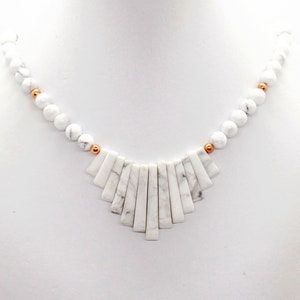 White Howlite Copper Fan Necklace image 3