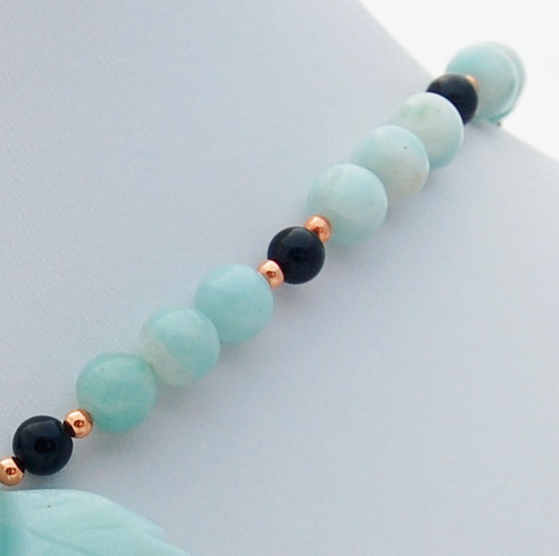 Amazonite Leaf Onyx Copper Natural Stone Necklace image 8