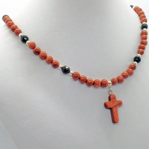 Goldstone Cross Brown Green Goldstone Necklace image 9