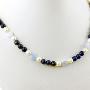 Lapis Chalcedony Pearl Something Blue Bride Indigo and Soft Blue Necklace image 3