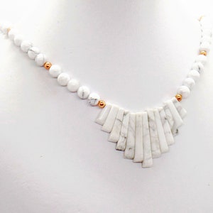 White Howlite Copper Fan Necklace image 1