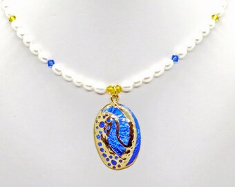 Shell Pearl Crystal Statement Pendant Necklace Bride Bridesmaid Wedding Christmas Resort Cruise