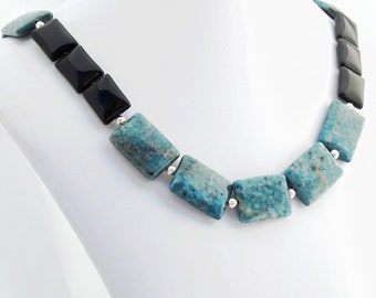 Teal Obsidian Natural Stone Designer Necklace