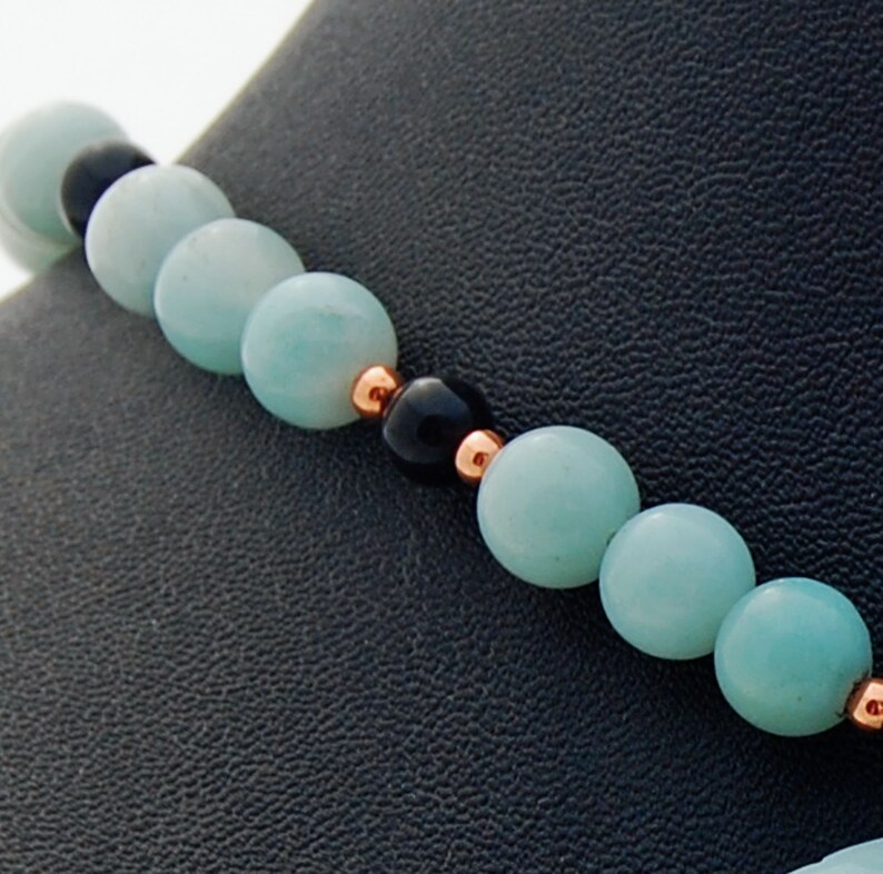 Amazonite Leaf Onyx Copper Natural Stone Necklace image 7