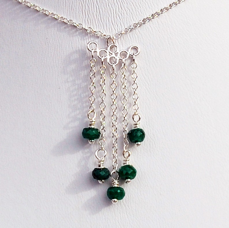 Emerald Sterling Silver Necklace Earrings Set Etsy