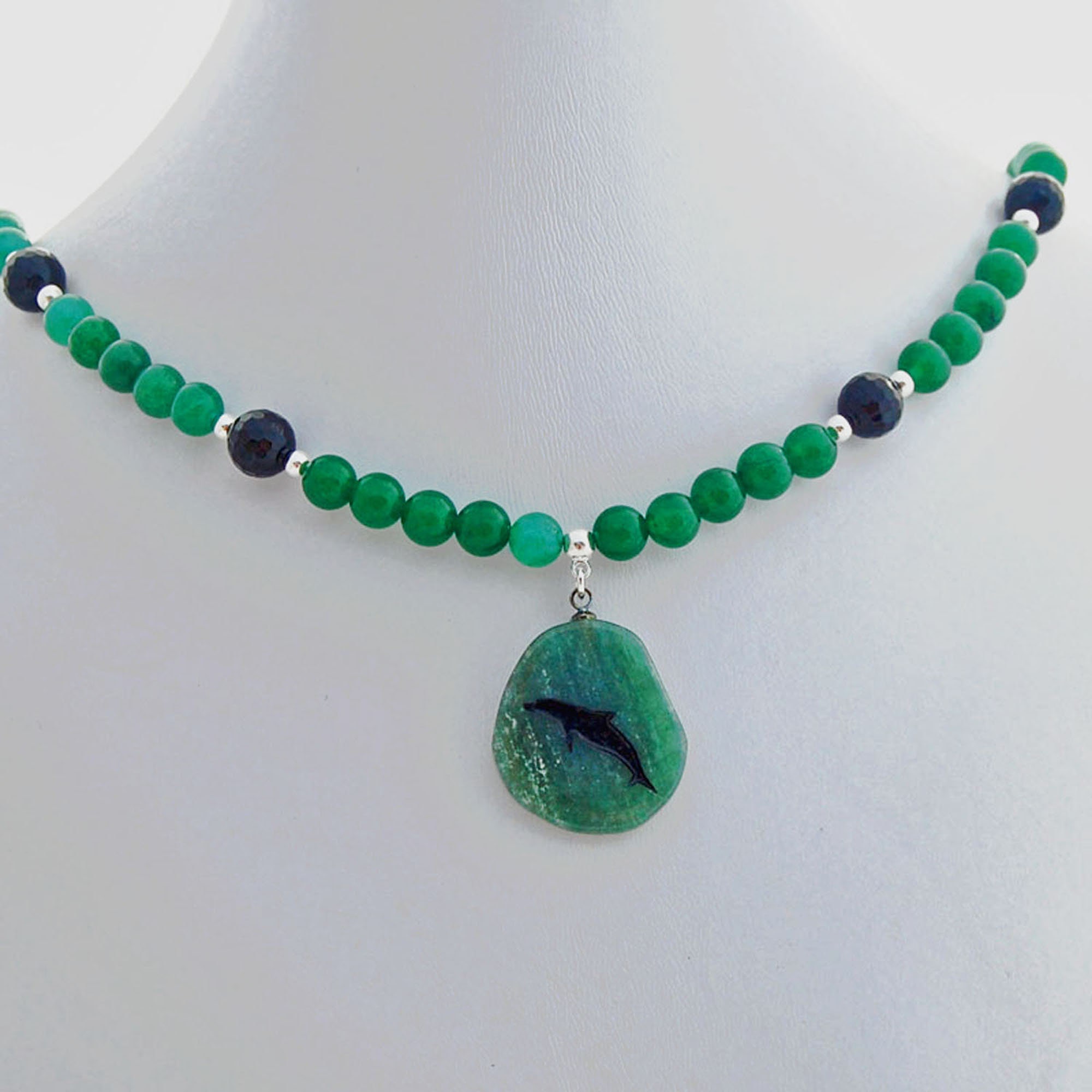 Aventurine Onyx Dolphin Pendant Necklace Natural Gemstone - Etsy