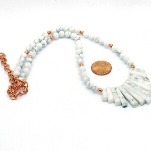 White Howlite Copper Fan Necklace image 5