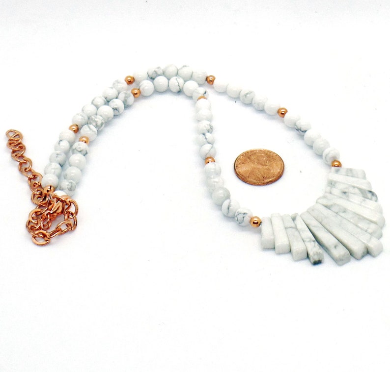 White Howlite Copper Fan Necklace image 5