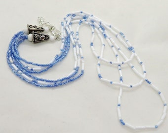 Hail Mary Morse Code Meditation Necklace Christian Prayer Jewelry Beaded Statement Adjustable Seedbead Sedona