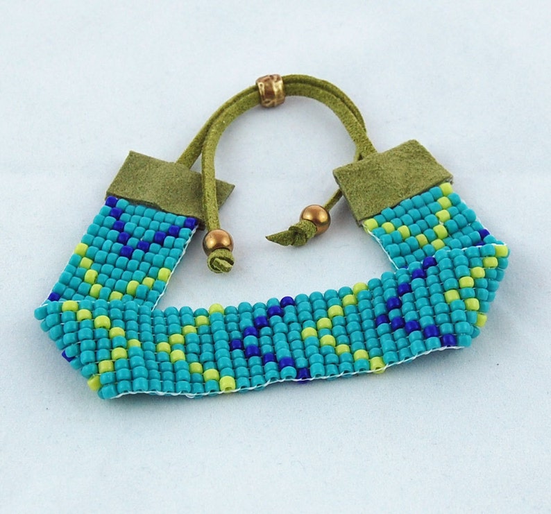 Woven Bead Hand Loomed Cuff Bracelet Plus Size Southwest image 7