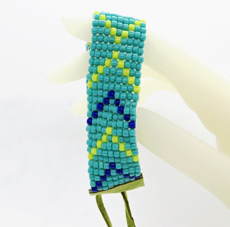 Woven Bead Hand Loomed Cuff Bracelet Plus Size Southwest image 1