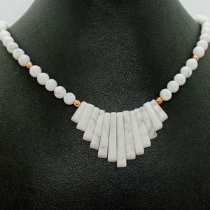 White Howlite Copper Fan Necklace image 6