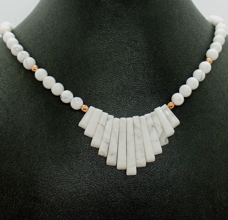 White Howlite Copper Fan Necklace image 6