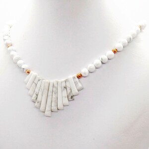 White Howlite Copper Fan Necklace image 7