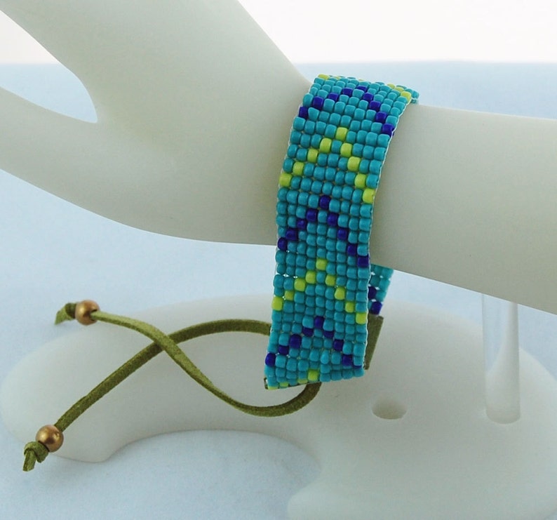Woven Bead Hand Loomed Cuff Bracelet Plus Size Southwest image 5