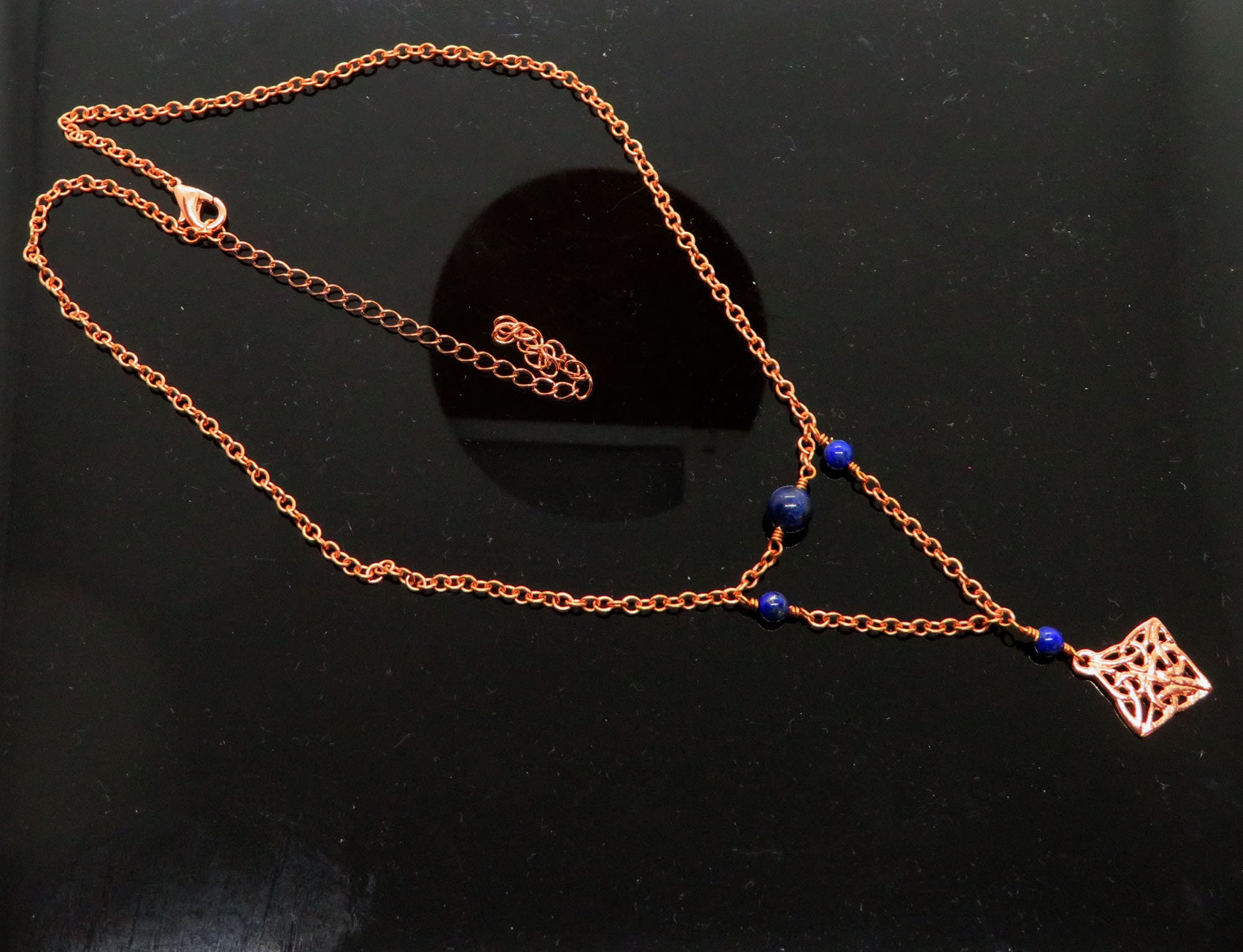 Copper Celtic Knot Lapis Lazuli Adjustable Charm V Choker - Etsy