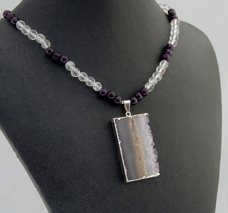 Amethyst Druzy Crystal Sterling Silver Pendant Necklace image 2
