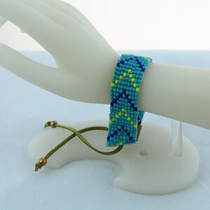 Woven Bead Hand Loomed Cuff Bracelet Plus Size Southwest image 2