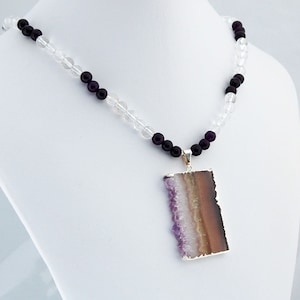 Amethyst Druzy Crystal Sterling Silver Pendant Necklace image 1