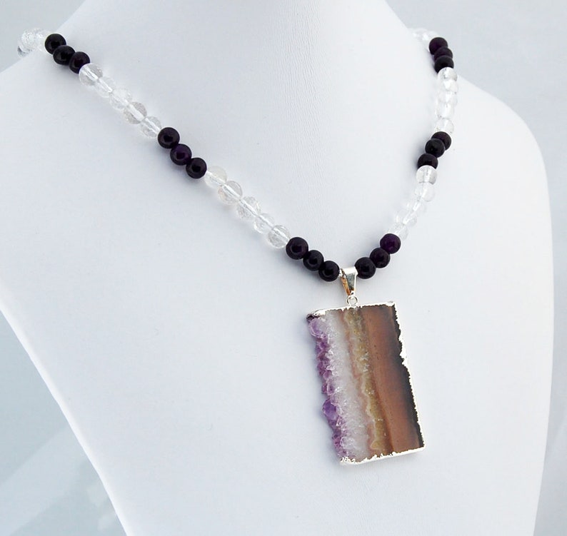 Amethyst Druzy Crystal Sterling Silver Pendant Necklace image 1