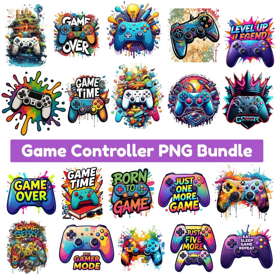 Game Controller Clipart PNG Bundle, Gamer Graphics (digital Download ...