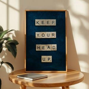 Motivierendes Zitat Poster, Scrabble-Fliese Kunstdruck, minimalistische Bürodekoration, inspirierende druckbare Wandkunst (digitaler Download)