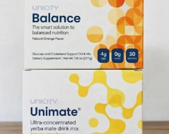 Unicity Balance & Unimate Combo | Orange Lemon Energy Drink Mix (30 Servings Each)