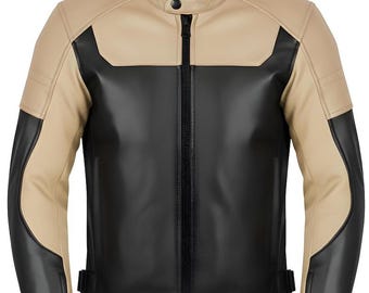 Men’s Black Leather Biker Jacket – Classic Motorcycle Style, Genuine Leather, Slim Fit