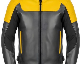Men’s Black Leather Biker Jacket – Classic Motorcycle Style, Genuine Leather, Slim Fit