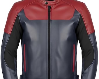 Men’s Black Leather Biker Jacket – Classic Motorcycle Style, Genuine Leather, Slim Fit
