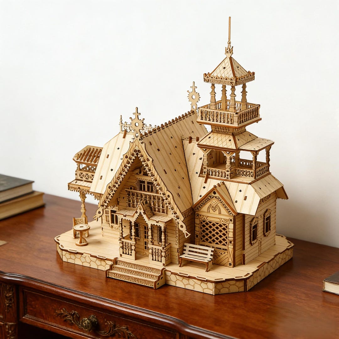 Wooden Victorian Villa 3D Puzzle | LED Night Light DIY Kit - Etsy