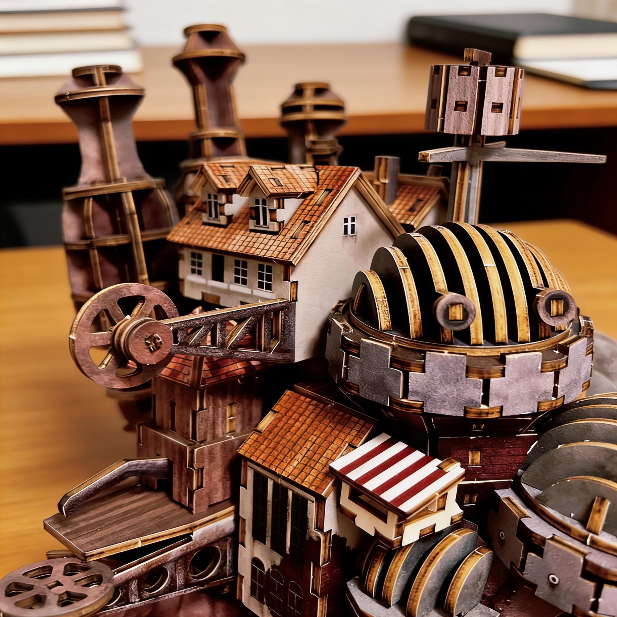 DIY 3D Wooden Walking Castle Puzzle, Steampunk Moving Fortress
