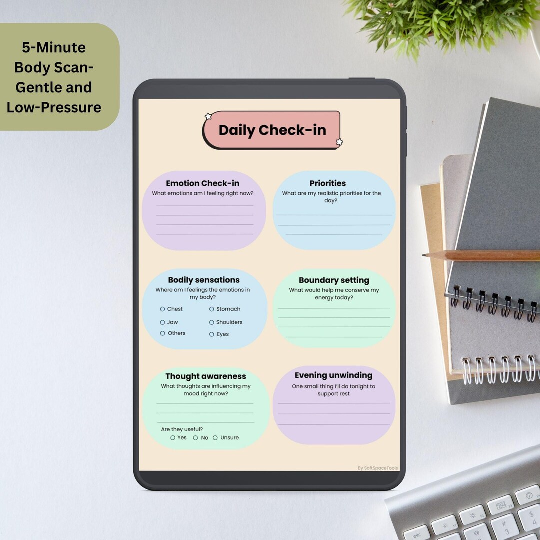 Somatic Check In Daily Check-in Somatic Journaling Page, Printable Mental Health ...