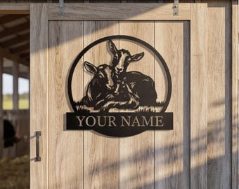 Cartello da giardino, cartello personalizzato con pecore, decorazione in stile rustico, targa personalizzata con animali da allevamento, regalo unico per l'inaugurazione della casa
