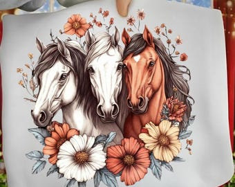 Western Horses Floral PNG, Cowgirl Clipart (Digital Download)