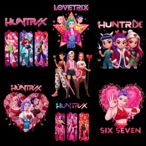Huntrix Saja Girls Anime PNG | Kpop Anime Girl Fan Art | Neon Star Girl Clipart | Demon Hunter Sublimation Design png Digital Download art