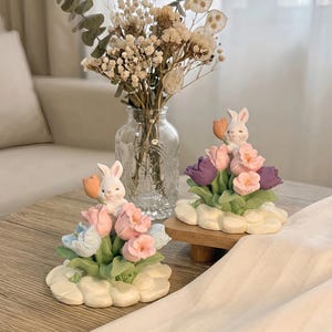 Difusor de aromas con forma de conejito, decoración para el coche, soporte de fragancia de yeso hecho a mano, adorno para el escritorio del hogar, regalo para mujeres.