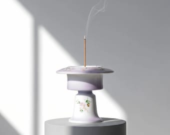 Ceramic Incense Holder Hand Painted Floral Burner Minimalist Stick Holder Meditation Zen Decor Gift for her