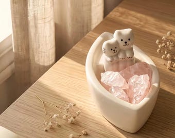 Ceramic Crystal Diffuser Dish, Incense Holder Tray, Aromatherapy Stone Burner, Home Decor Gift, Meditation Relaxation Set