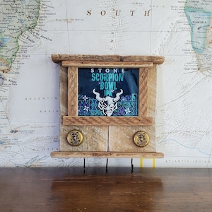 Stone Scorpion Bowl Key Hook with Reclaimed Pallet Wood