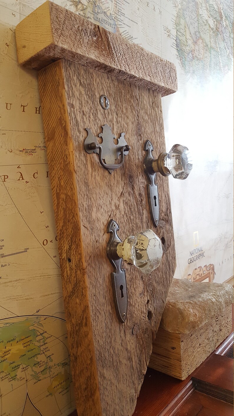 Rustic Angled Coat Hook with Glass Door Knobs Etsy