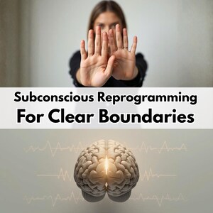 Reprogramación del subconsciente para establecer límites claros, trabajo de sombra para la salud mental, descargas de sanación theta y eliminación de bloqueos energéticos.