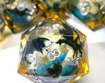DND Dice Set, Dungeons & Dragons Dice Full Set, Polyhedral Roleplaying Dice D6, D20, Black Dragon Game Dice, Christmas Gifts