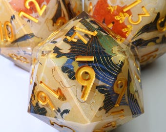 Oversized 50mm Handmade DnD ArtCore Dice D20,Sharp Edge RPG Dice Collection,Epoxy Resin Dice Gifts Polyhedral 1 piece