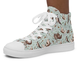 Cute Otter High Top Canvas Shoes for Women